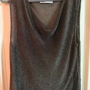 Zara Metallic Mesh Top